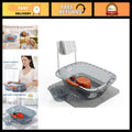 Portable Hair Washing Basin with Waterproof Mat & Towel Hanger for Bedside Care