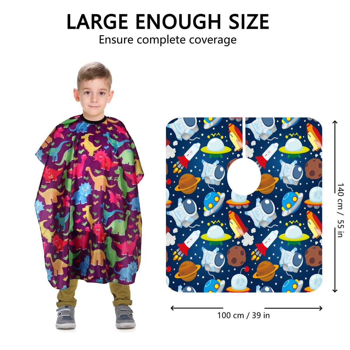 Kids Hair Cutting Cape 2 Pack - Waterproof Salon Barber Apron for Boys Girls