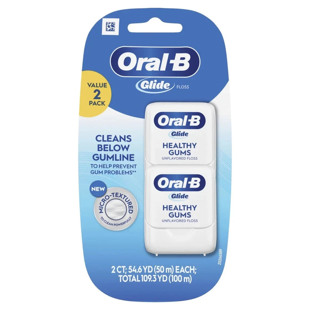 Dental Floss Micro-Textured Unflavored 50m Rolls - 2 Pack for Healthy Gums