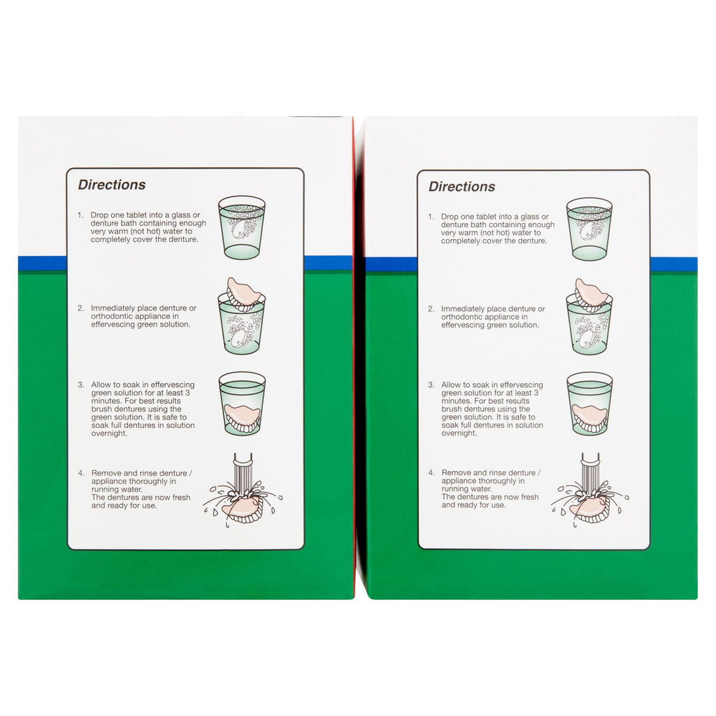 Denture Cleanser Tablets Twin Pack - Antibacterial Whitening & Odor Removal