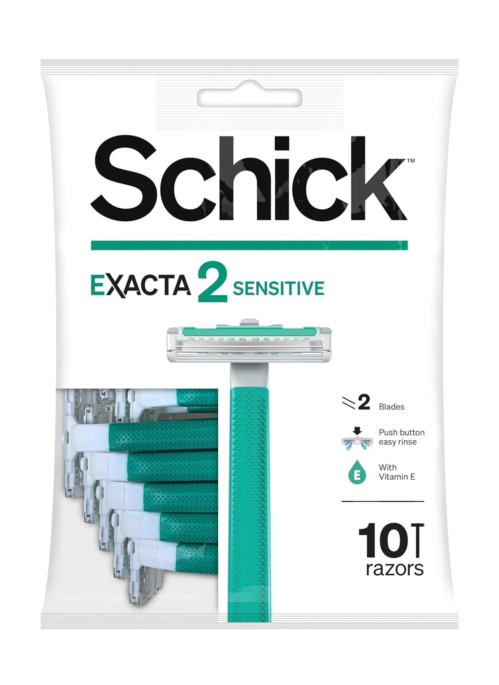 Disposable Razor for Sensitive Skin - 10 Multicolor Blades & Handle