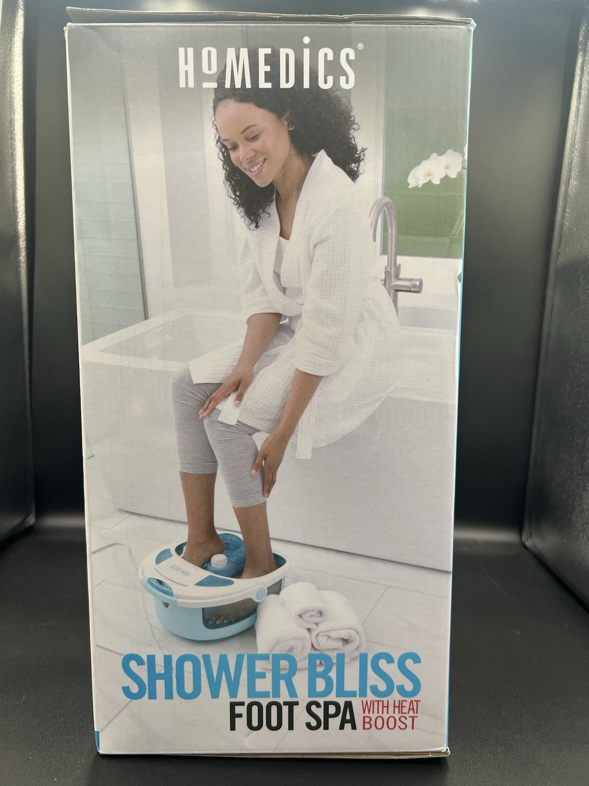 Foot Spa Shower Massager with Water Jets & Heat - Blue/White