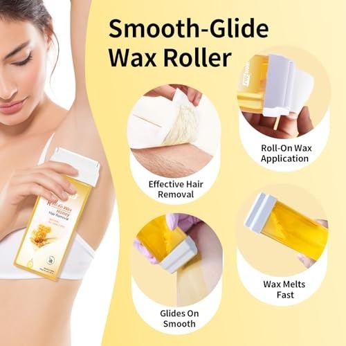 Roll-On Wax Refills for Hair Removal - Natural Honey Formula, 4 Pack