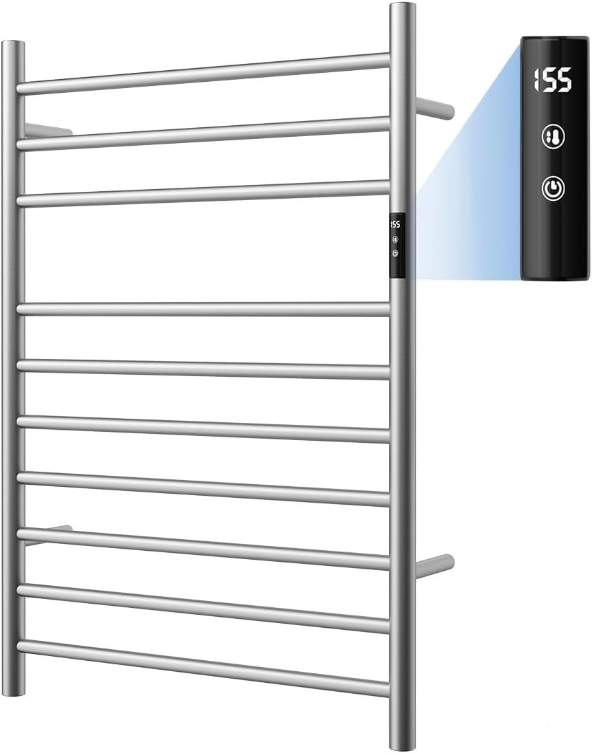 Electric Towel Warmer Rack with Timer & Temperature Control, Wall-Mounted 10 Bars