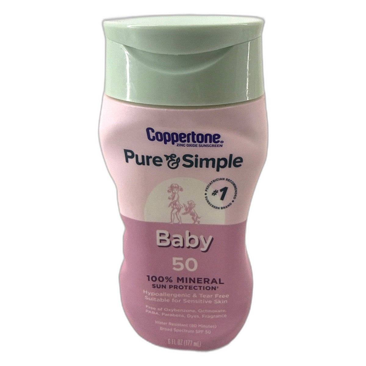 Baby Mineral Sunscreen SPF 50 - Water-Resistant, Hypoallergenic, 6oz Pack of 12