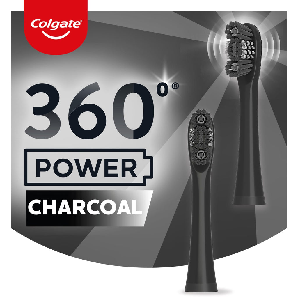 Colgate 360 Battery Powered Toothbrush Refills - Soft, Black, 2 Pack