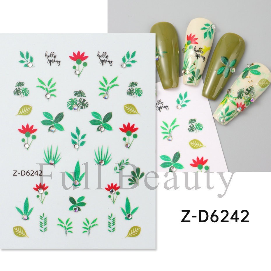Nail Art Butterfly Sunflower Rhinestone Stickers Self-Adhesive for Nails