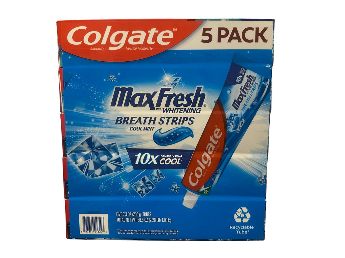 Colgate MaxFresh Whitening Toothpaste with Breath Strips, Cool Mint 11/2026 - 5 Pack