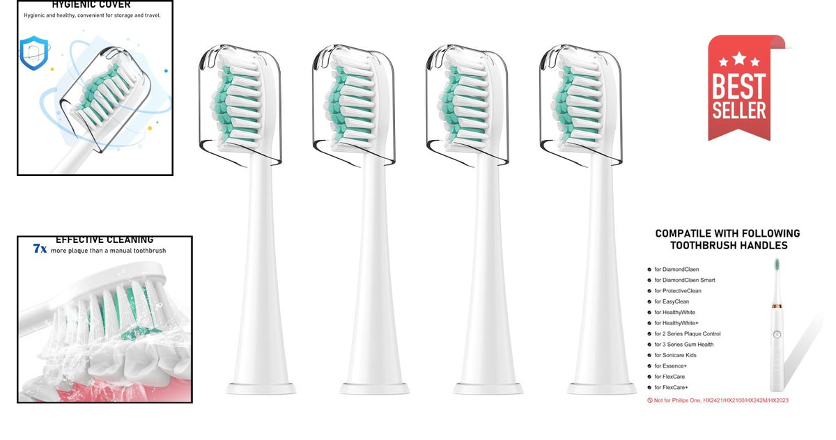 Philips Sonicare Replacement Brush Heads - 4 Pack Soft Bristles for Deep Cleaning