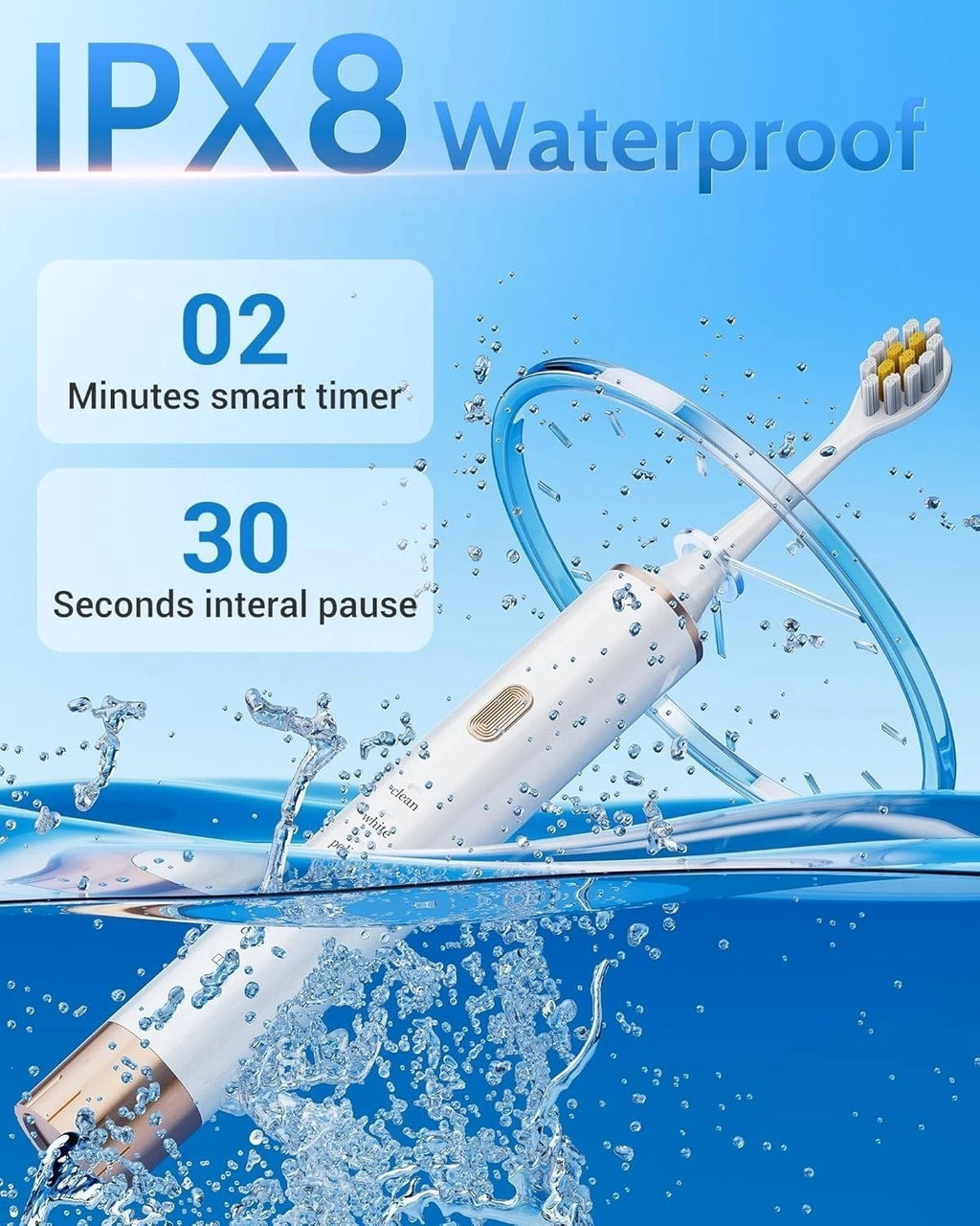 Rechargeable Sonic Electric Toothbrush Set with 12 Brush Heads - 6 Modes, Timer