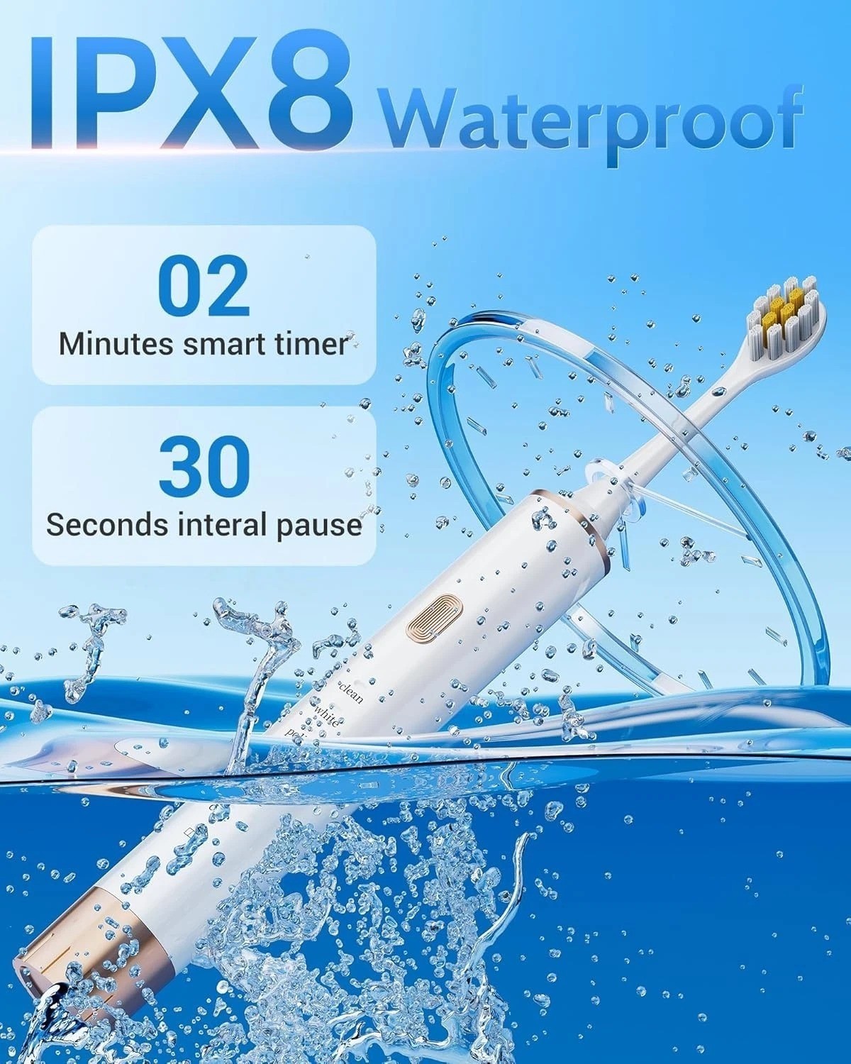 Rechargeable Sonic Electric Toothbrush Set with 12 Brush Heads - 6 Modes, Timer