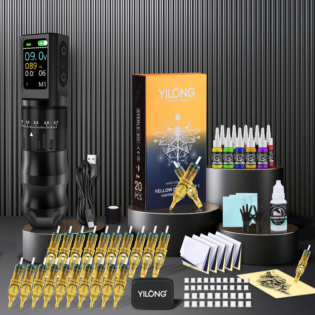 Wireless Tattoo Pen Kit with Transfer Gel, 1200mAh Power Supply