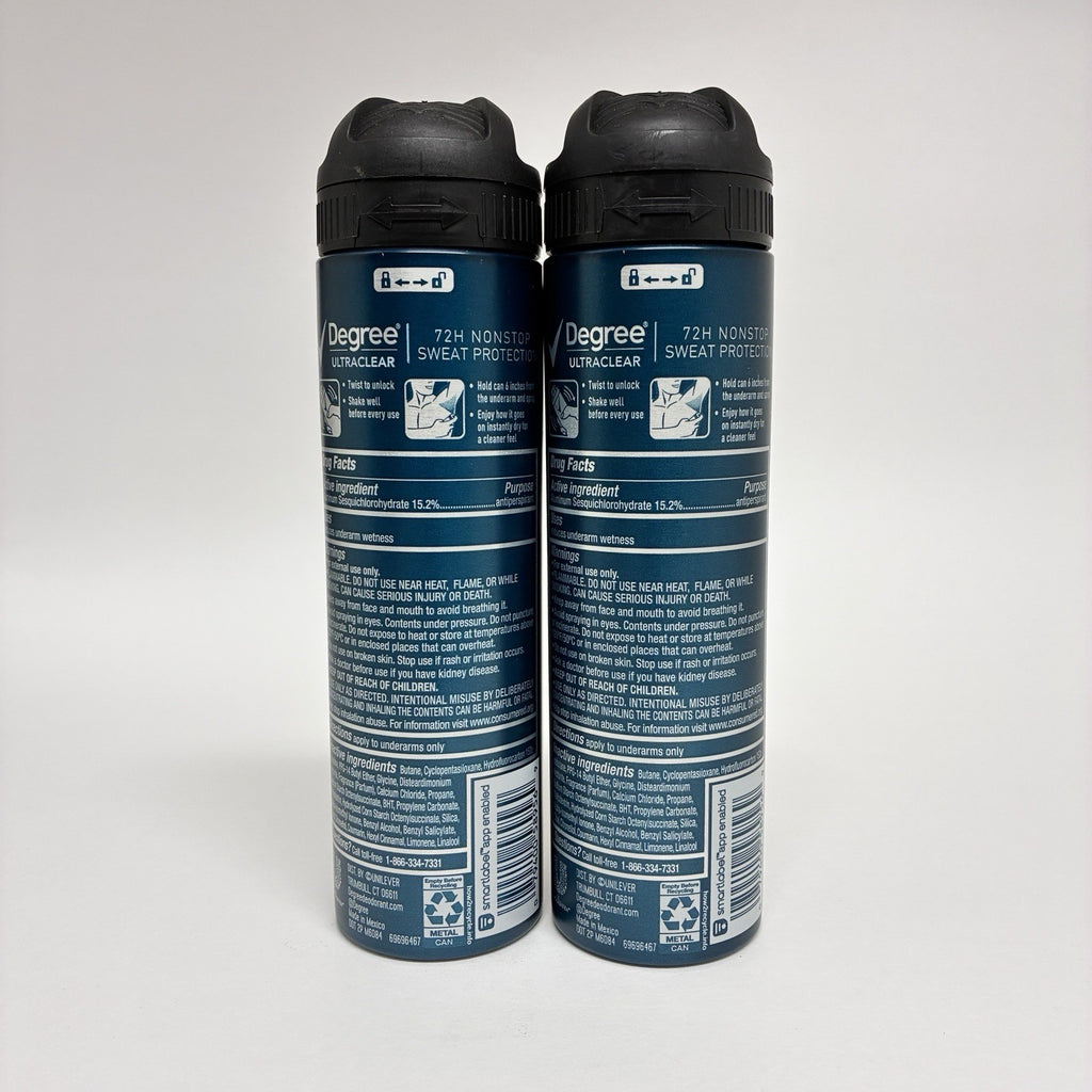 Degree UltraClear Men Antiperspirant Deodorant Dry Spray Black White 3.8oz 2-Pack
