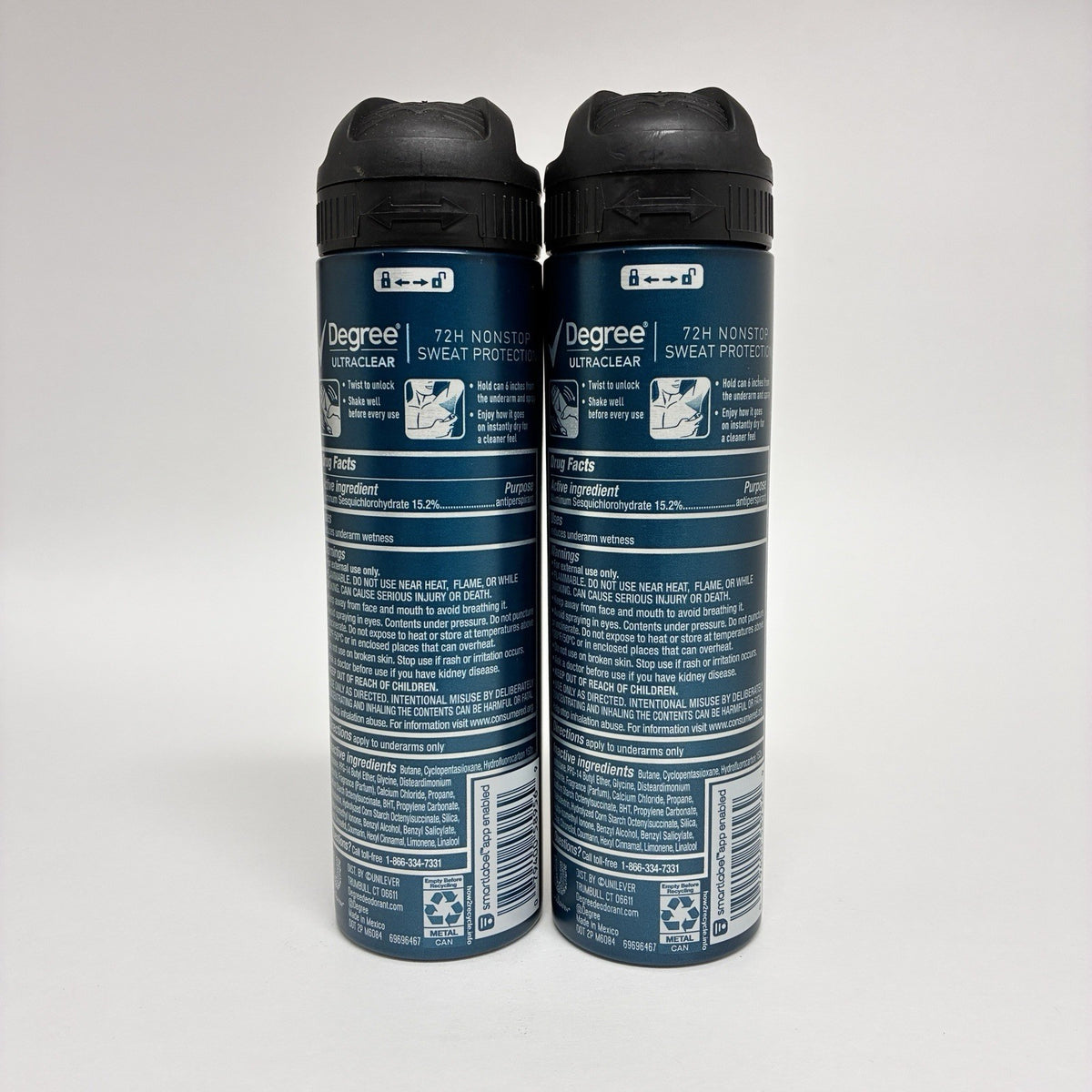 Degree UltraClear Men Antiperspirant Deodorant Dry Spray Black White 3.8oz 2-Pack