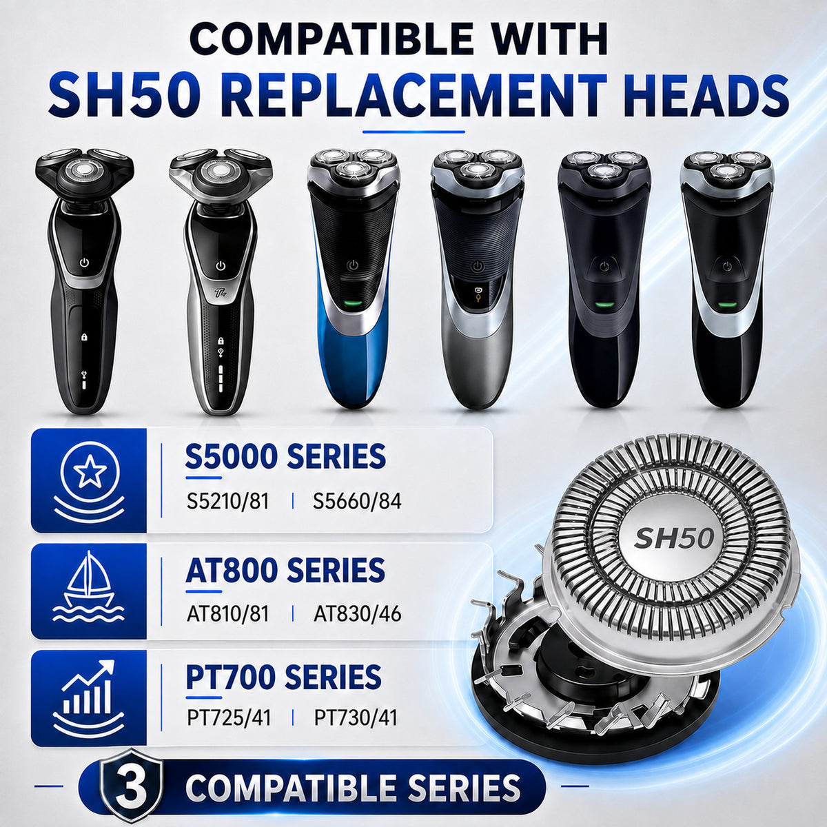 6-Pack SH50 Replacement Shaver Heads for Philips Norelco Series 5000