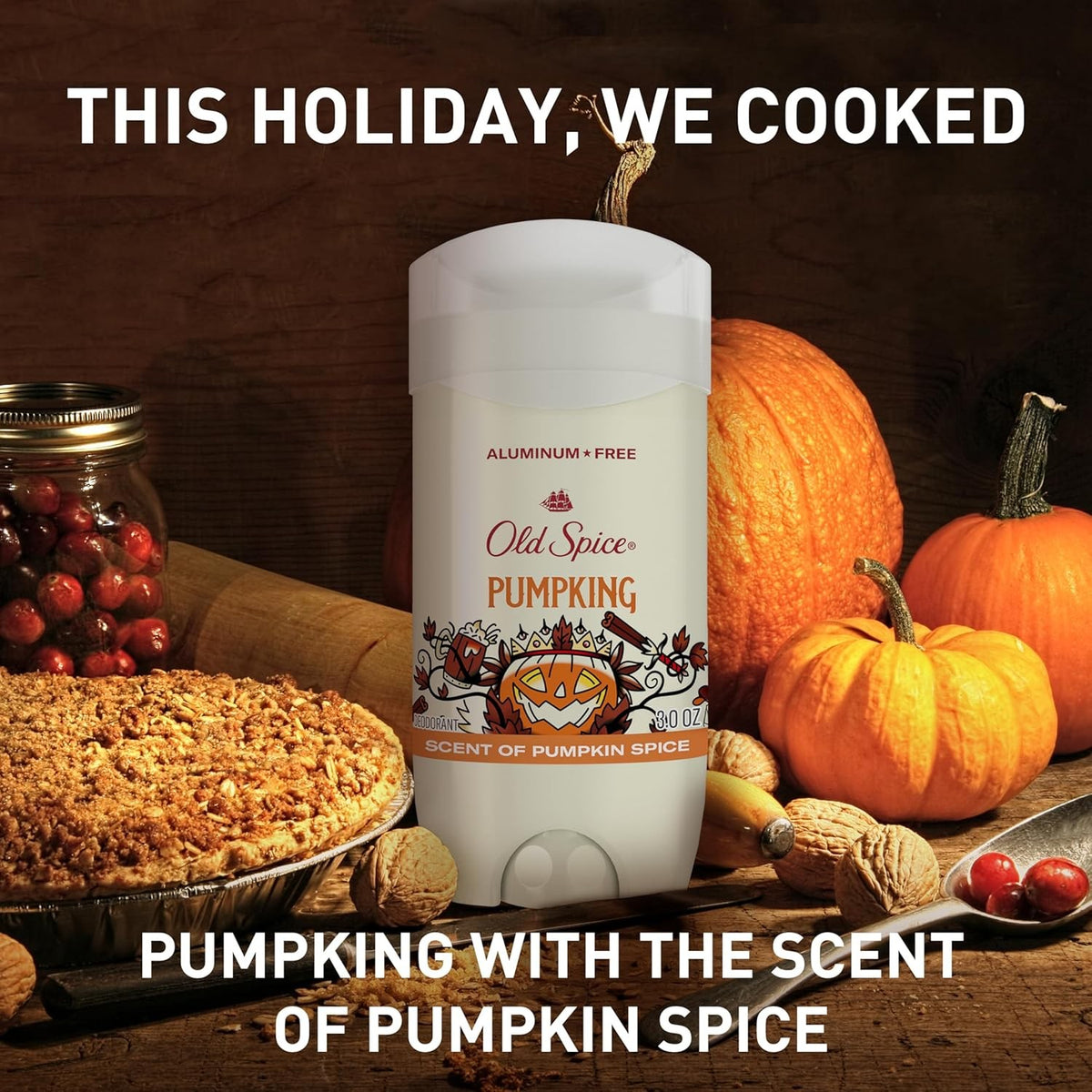 Aluminum Free Deodorant for Men Pumpkin Spice Scent 3oz - Holiday Limited Edition
