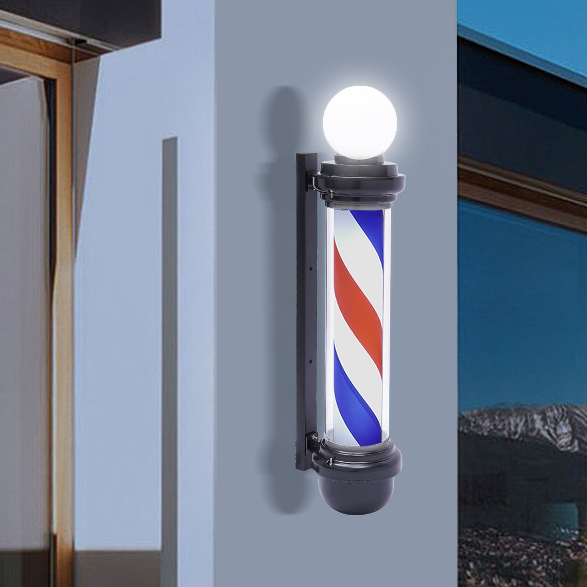 32-inch Rotating LED Barber Pole Sign with Rainproof Design