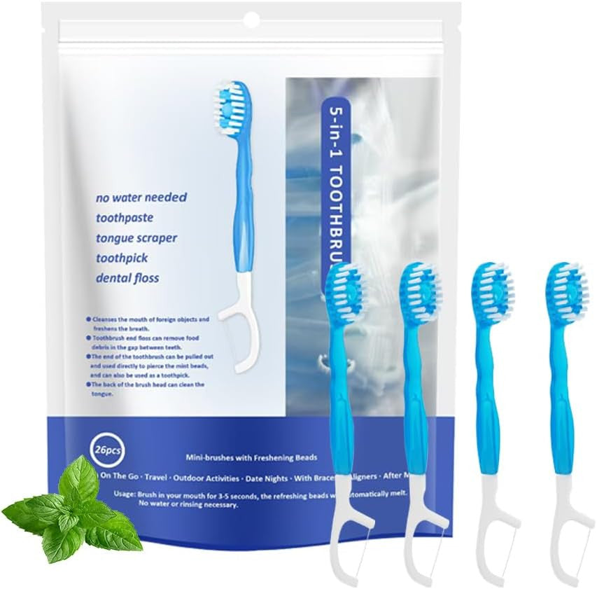 26 Pack Travel Toothbrush Set with Toothpaste Floss and Pick - Compact Oral Care