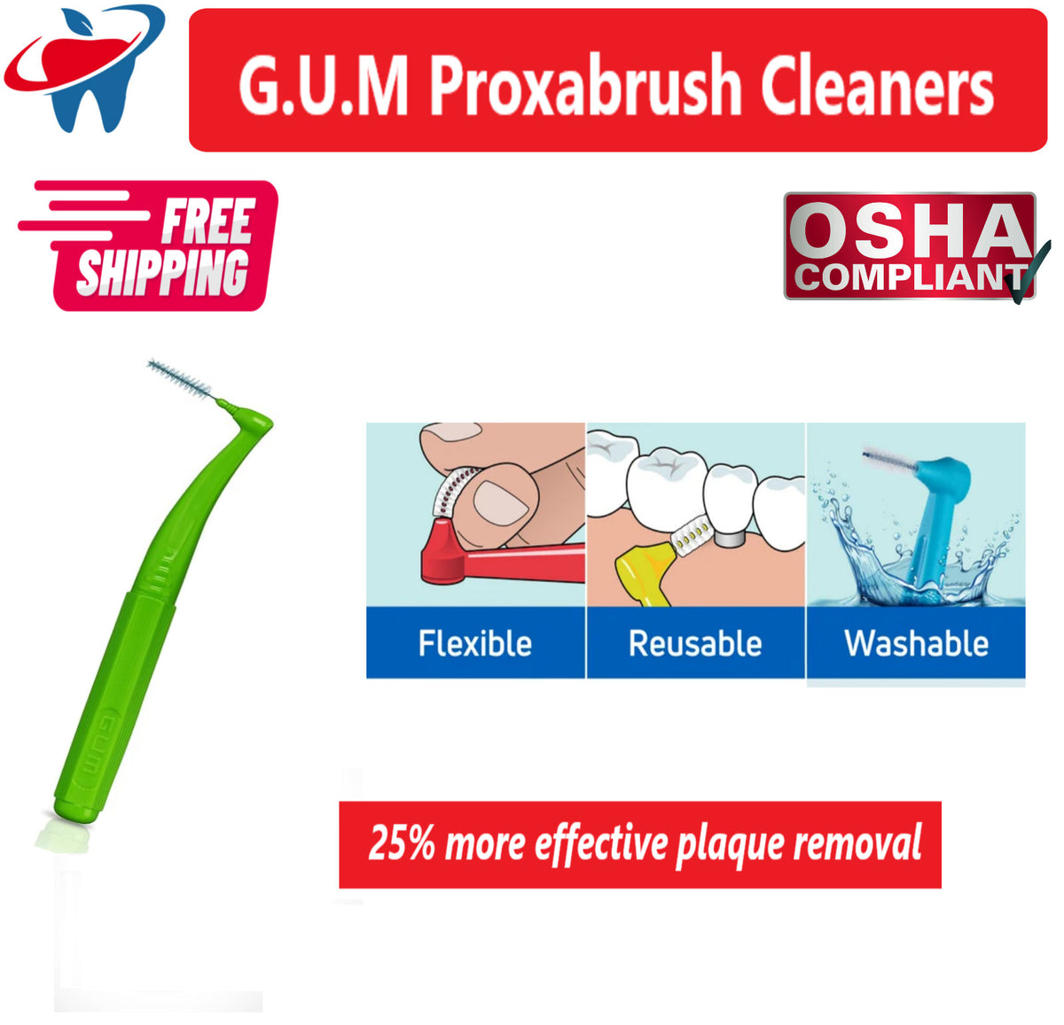 Interdental Brushes Angled Go-Betweens for Plaque & Food Removal - Multiple Sizes & Pack Options