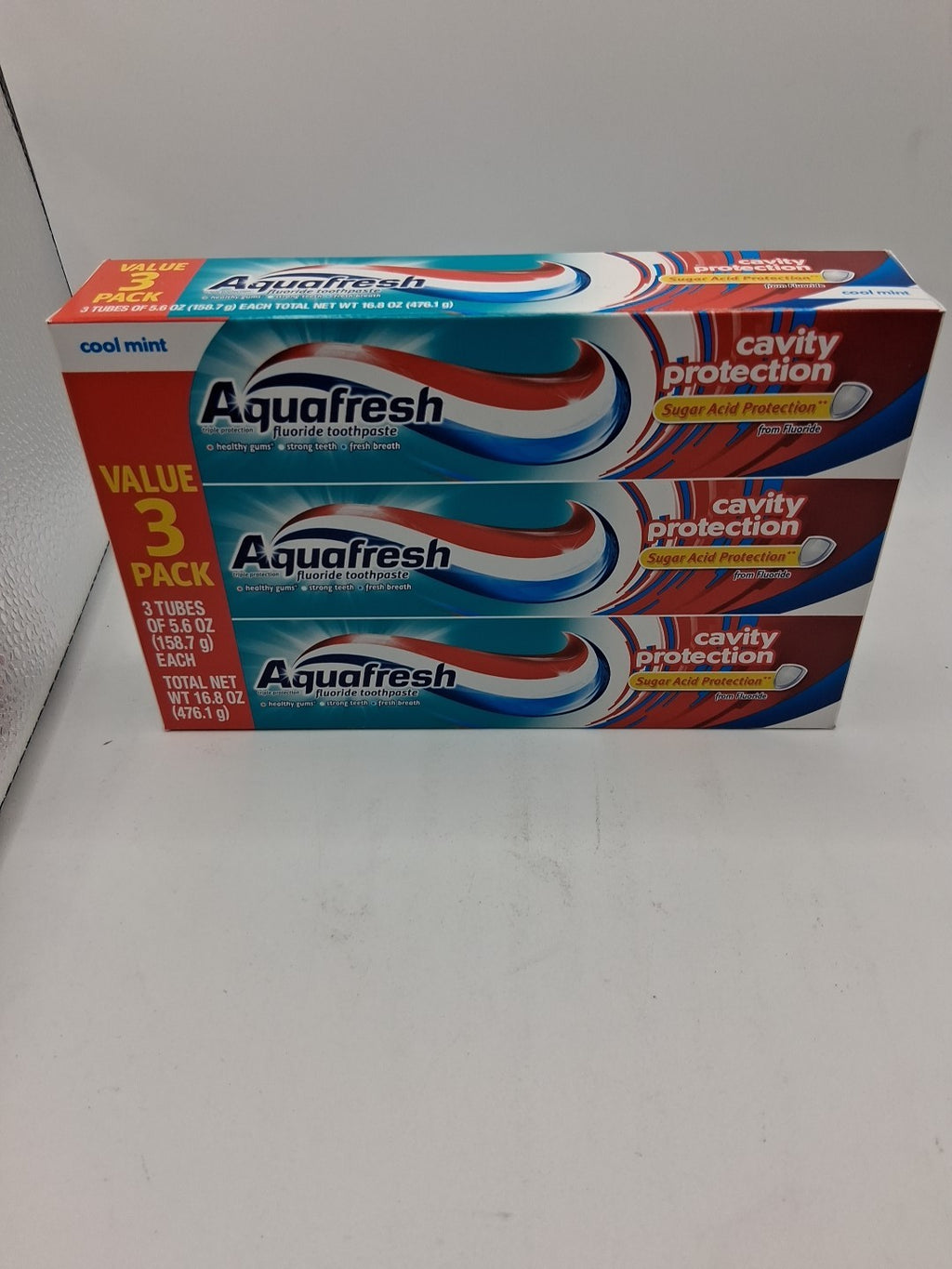 Aqua Fresh Cool Mint Fluoride Toothpaste - Cavity Protection, 6 Tubes