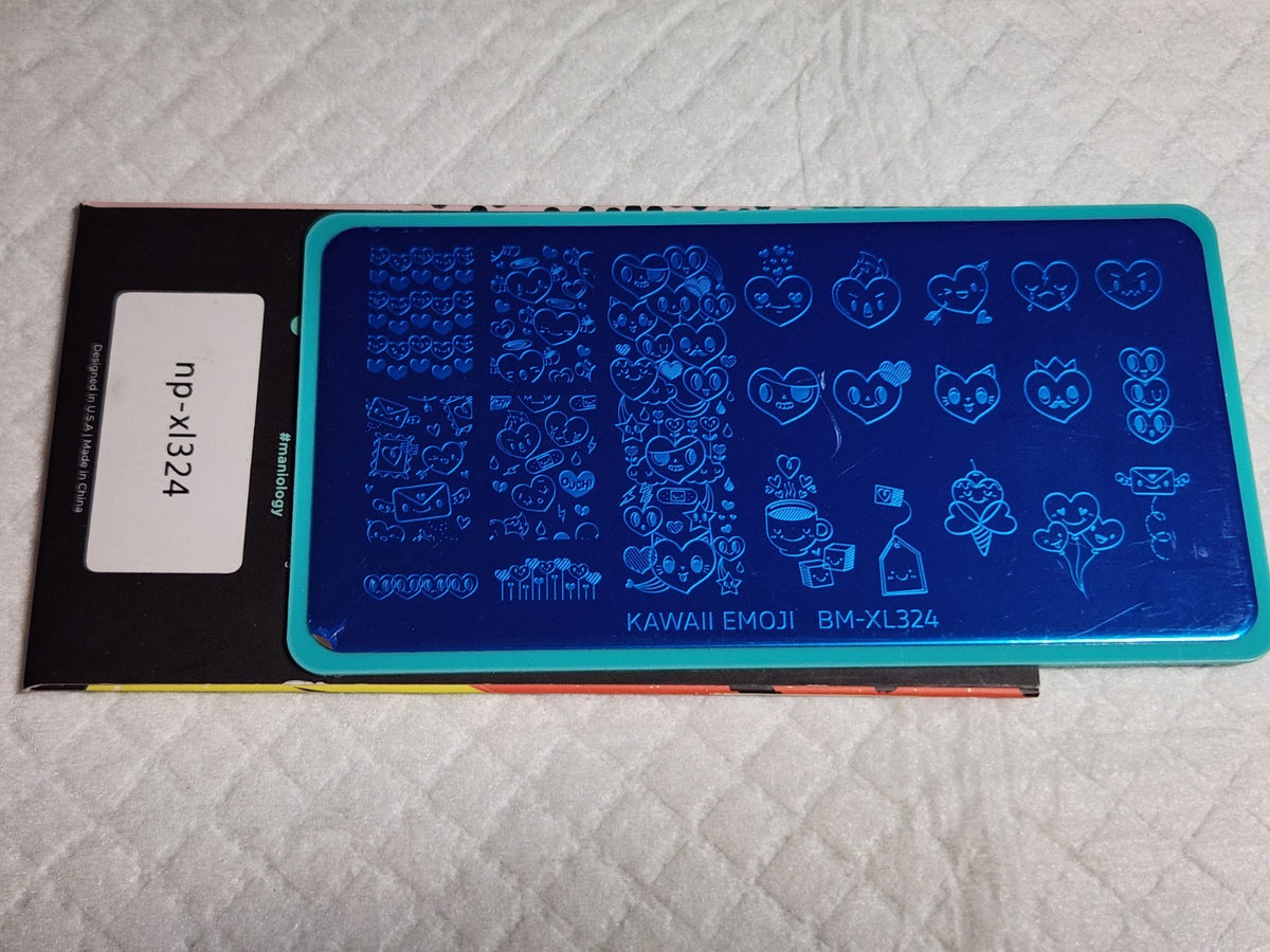 Maniology Nail Stamping Plate BM-XL324 Kawaii Emoji with Sleeve - Nail Art Tool