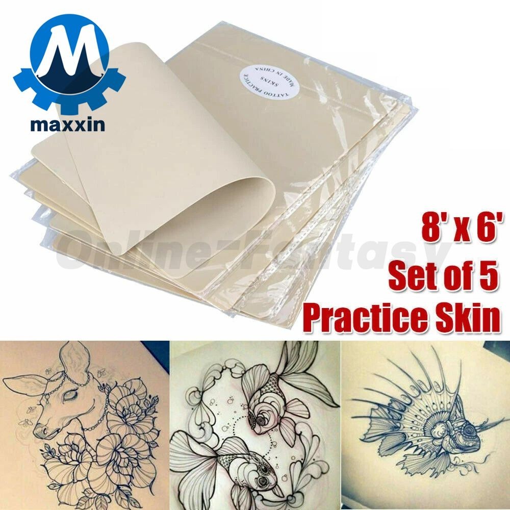 Tattoo Practice Skin 5Pcs 1.5mm Double Sided PVC Fake Skin for Tattoo Artists