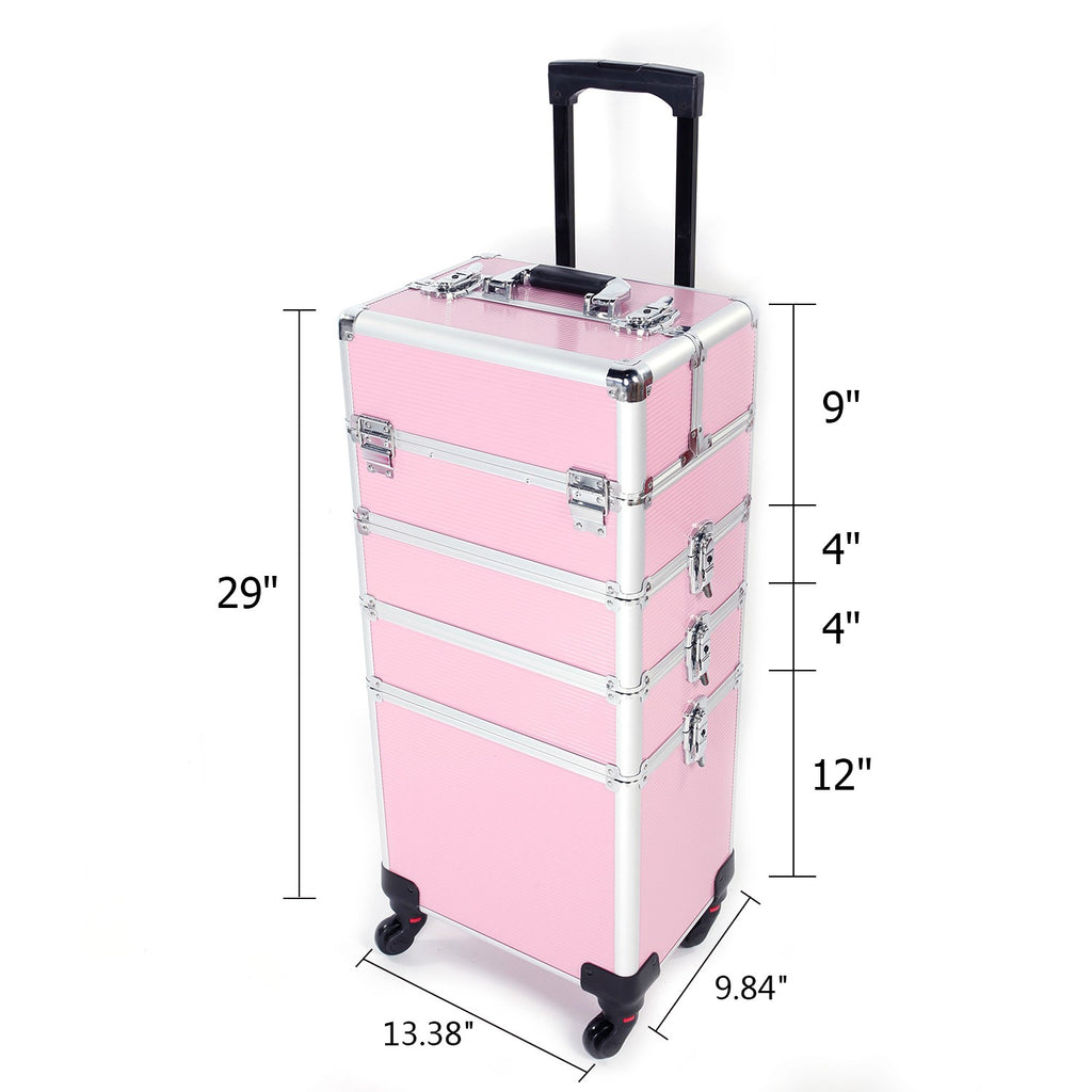 4-in-1 Makeup Case Portable Cosmetic Storage Trolley Box