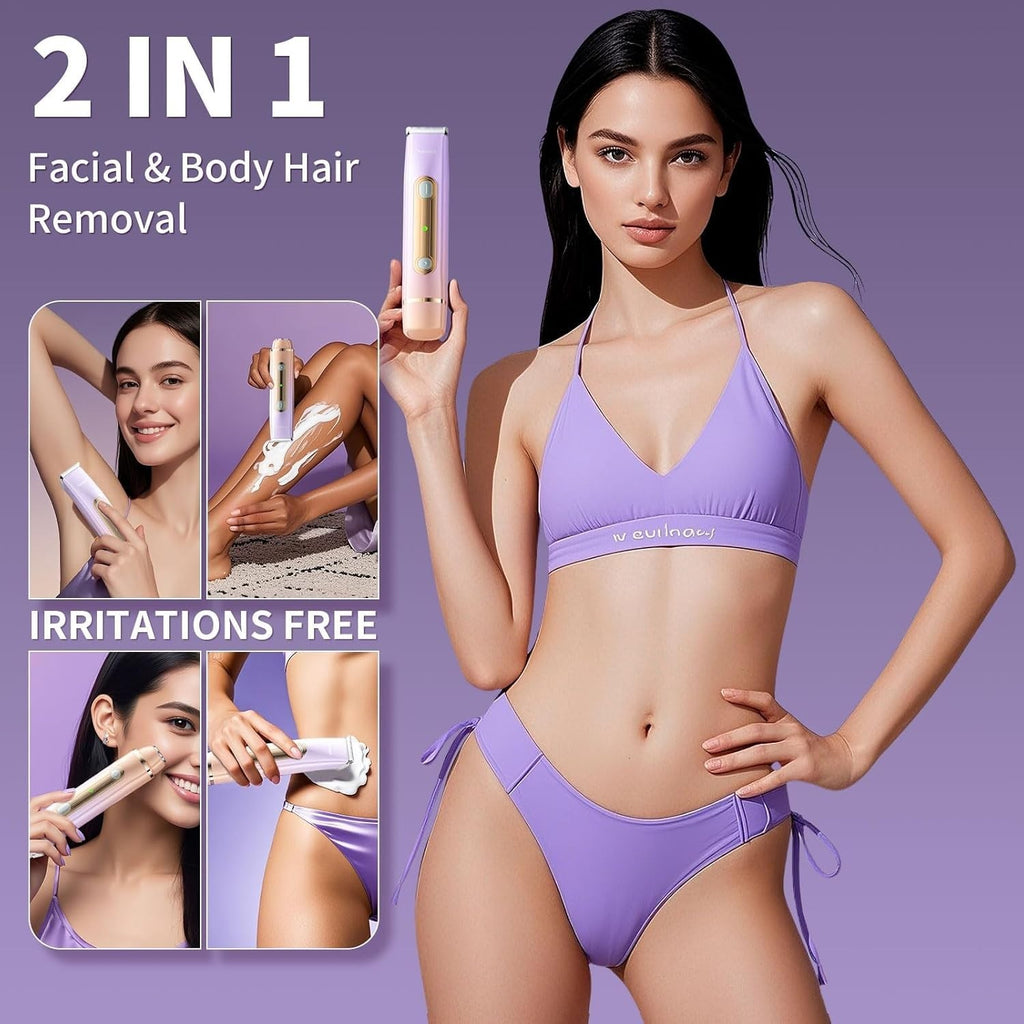 2-in-1 Rechargeable Bikini Shaver for Women Painless Electric Razor