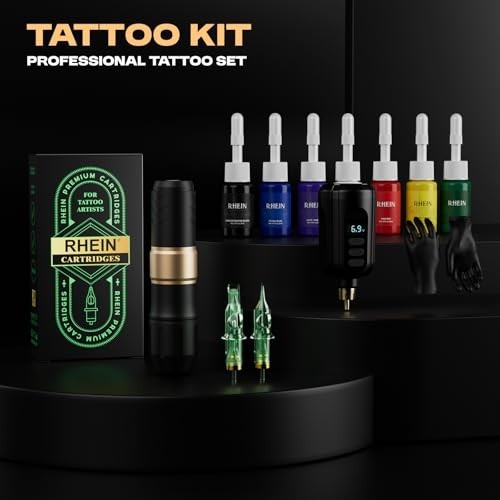 Wireless Rotary Tattoo Pen Kit with 1 Battery, 20 Cartridges & Accessories