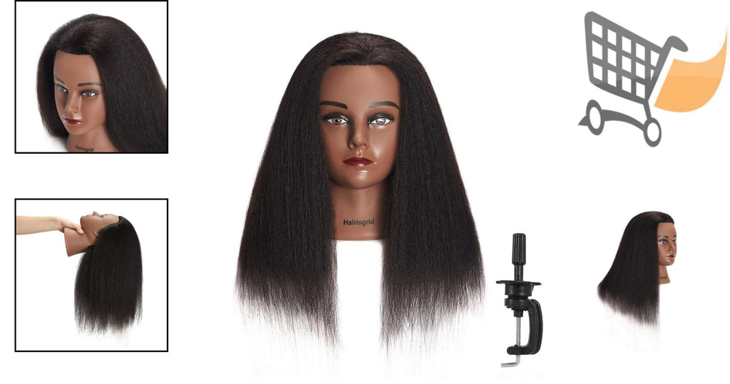 14-Inch Human Hair Mannequin Head for Cosmetology Training & Styling