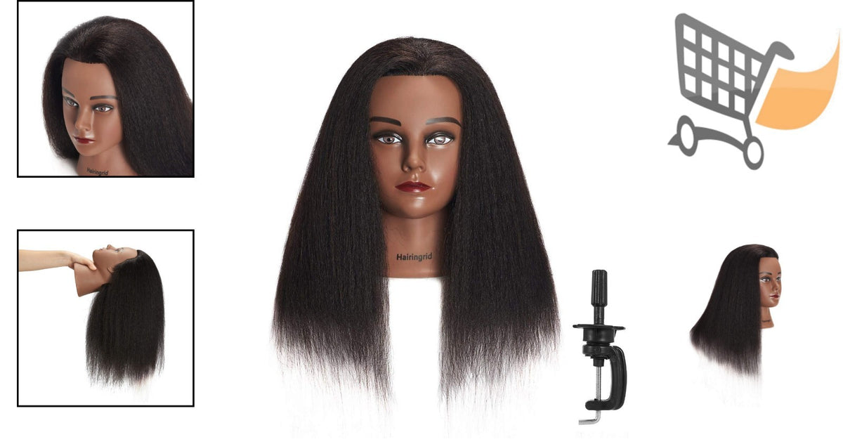 14-Inch Human Hair Mannequin Head for Cosmetology Training & Styling