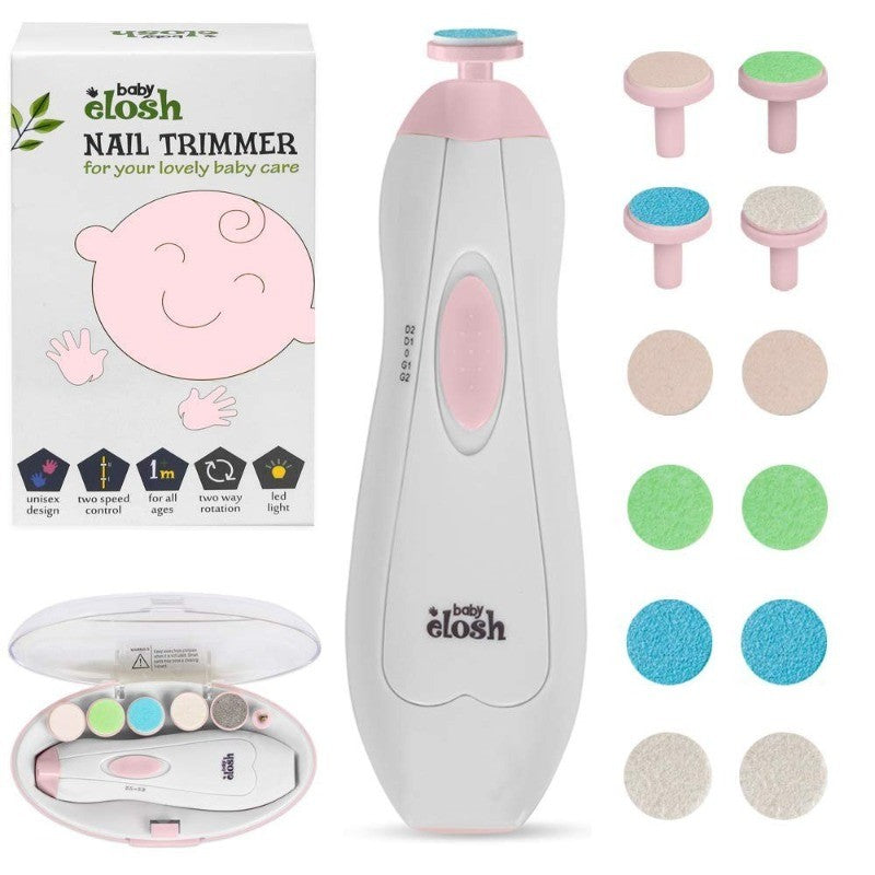 Electric Baby Nail File Trimmer Set with LED Light & 12-Unit Gift Pack