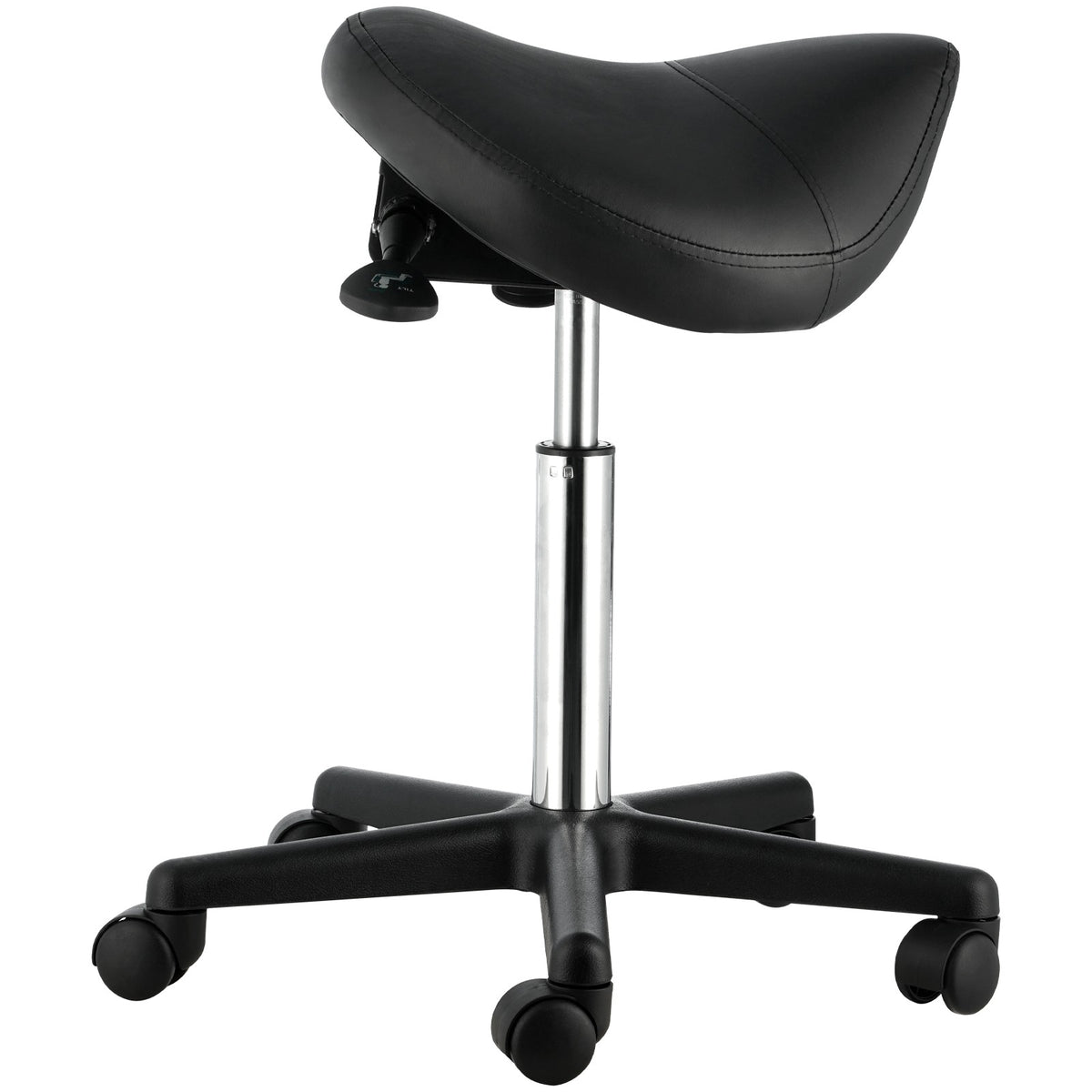 Ergonomic Saddle Stool with Wheels - Adjustable Height PU Leather Seat