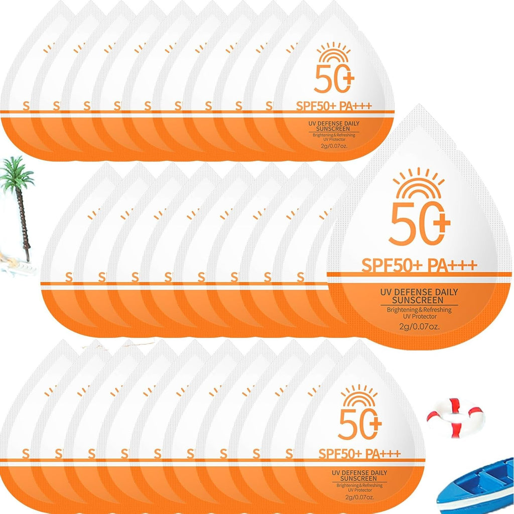 Travel Size SPF 50+ Sunscreen Pack - 30 Mini Single-Use Face & Body Sunscreens