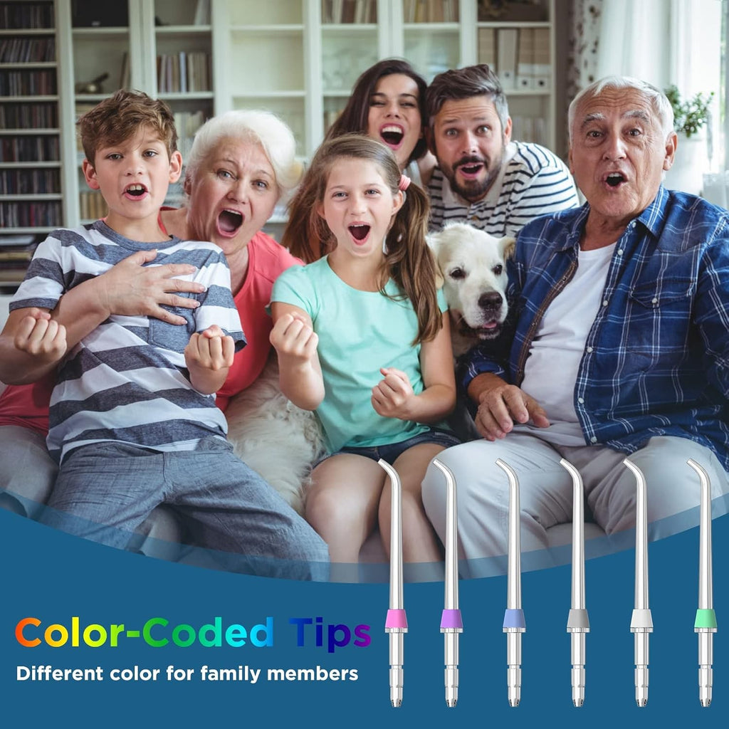Water Flosser Replacement Tips - 6 Color-Coded Classic Jet Nozzles