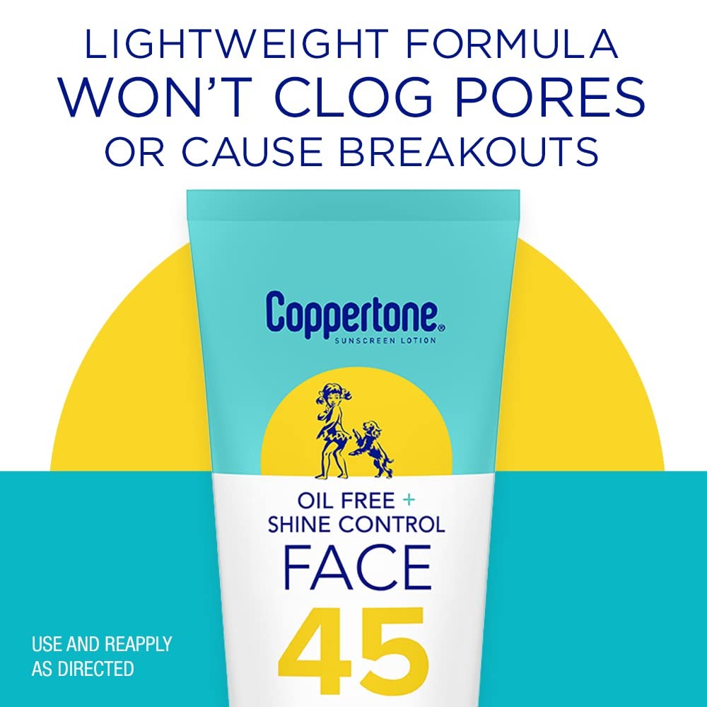 Oil-Free SPF 45 Face Sunscreen Lotion with Shine Control 2.5oz