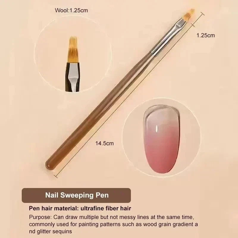 9PCS Nail Art Brush Set for Gel Acrylic Nail Design & Detailing