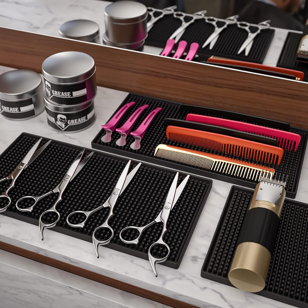 Salon & Bar Work Mat 12x6in - 2 Pack Anti-Skid Tool Organizer