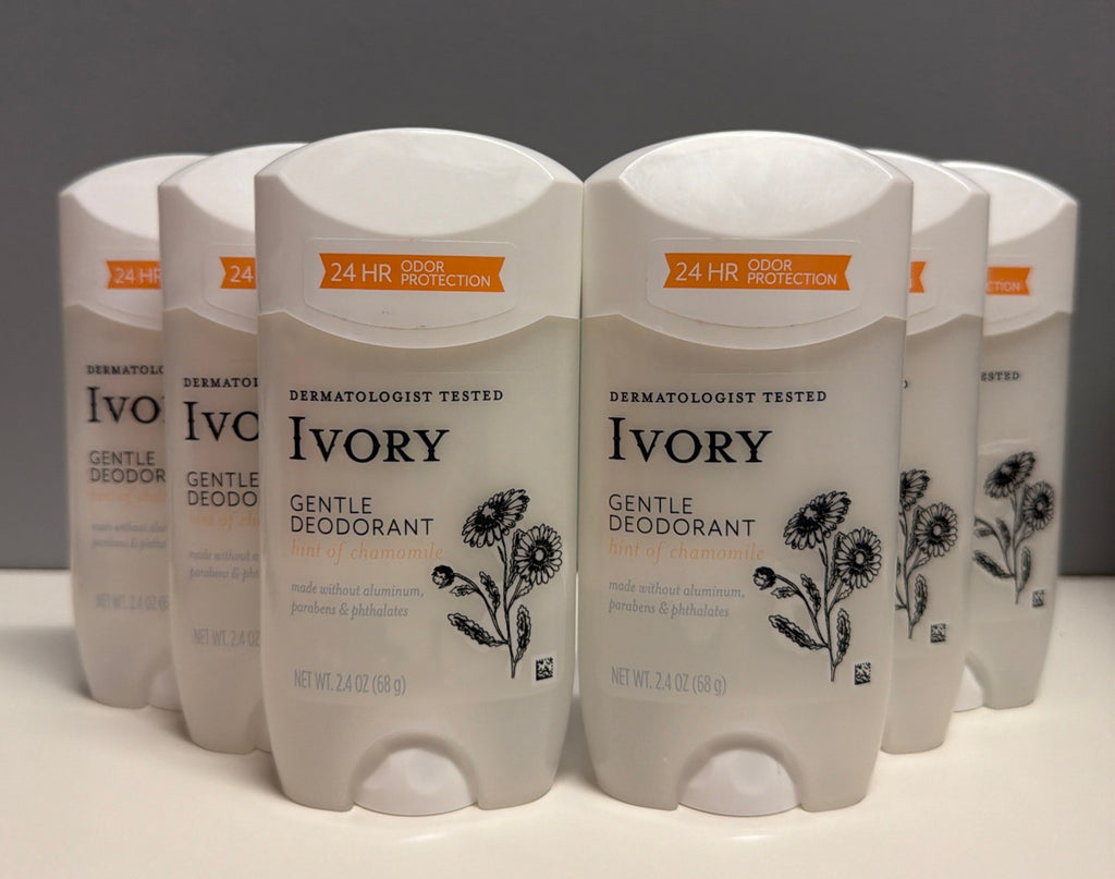 6-Pack Ivory Gentle Deodorant with Chamomile Aluminum Free 2.4oz