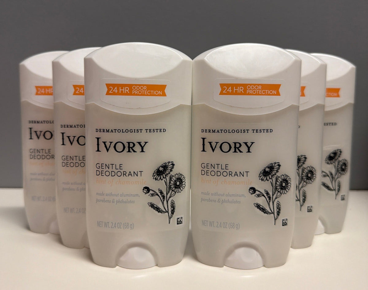 6-Pack Ivory Gentle Deodorant with Chamomile Aluminum Free 2.4oz