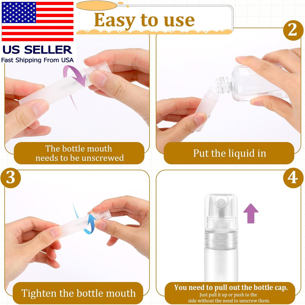 Mini Spray Bottles - 6 Pack 5ml Portable Refillable Plastic Travel Containers