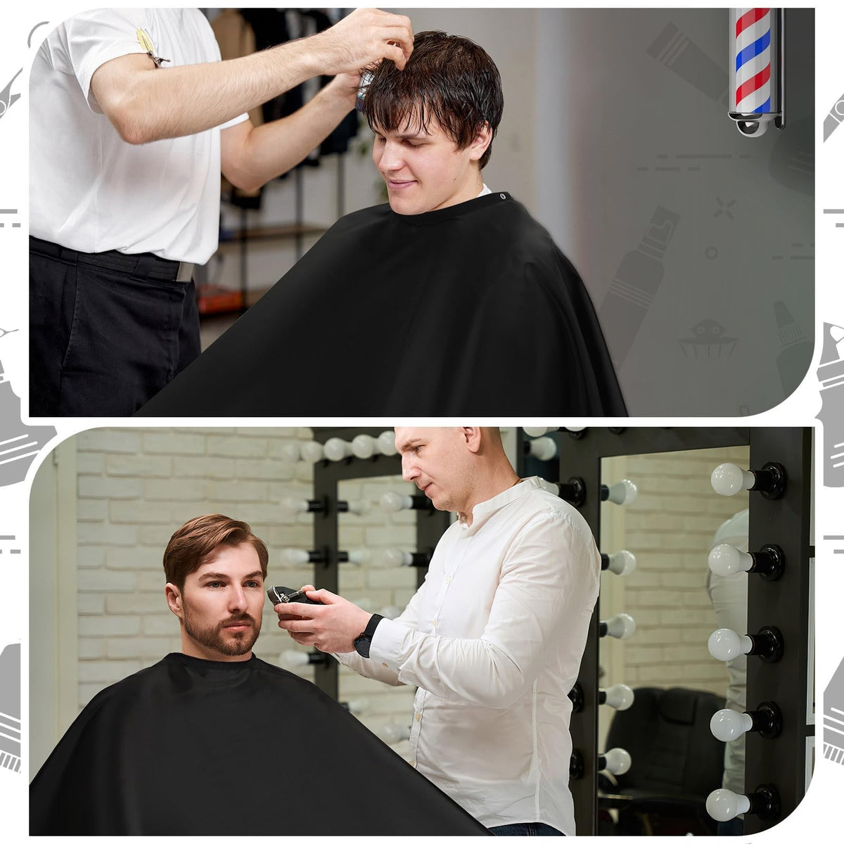 Professional Hair Cutting Cape for Barbers and Salons - Waterproof, Adjustable Snap Closure, 55x47 Inches, 2-Pack