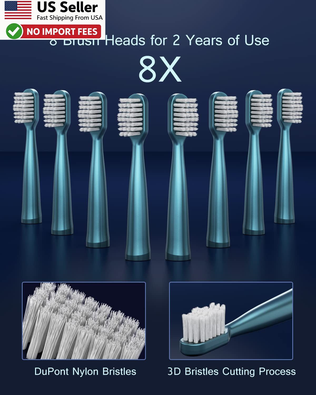 USB Rechargeable Sonic Electric Toothbrush for Adults 5 Modes Green