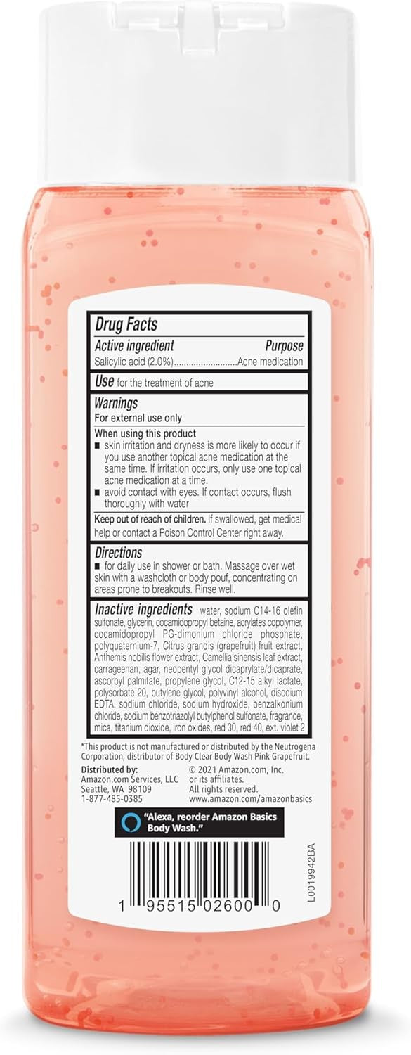 Pink Grapefruit Body Wash with Salicylic Acid for Acne - Clarifying & Refreshing