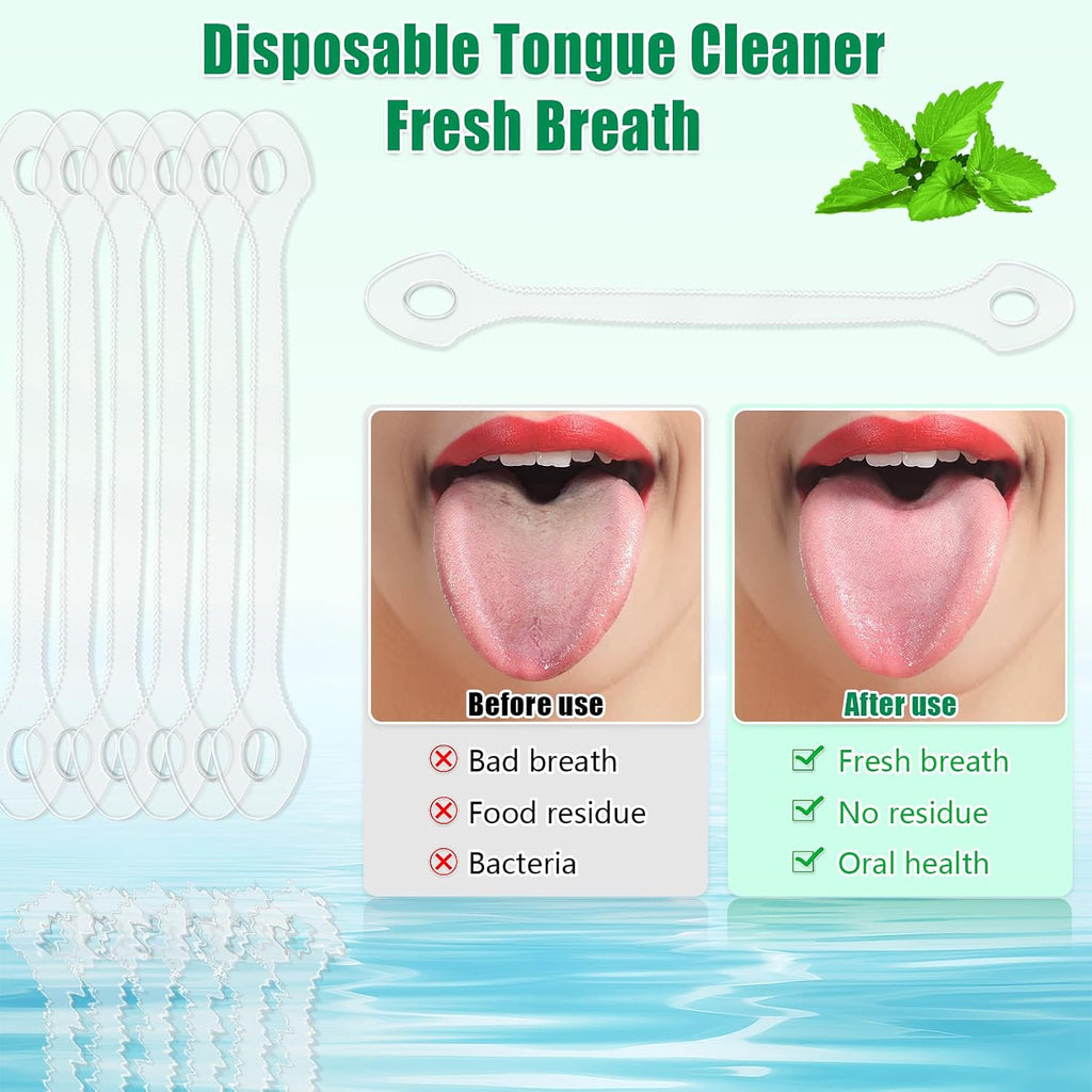Disposable Tongue Scraper Pack - No Wash Plastic Oral Cleaners for Adults & Kids