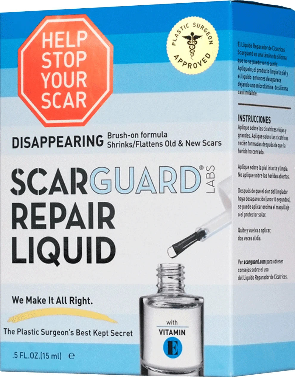 Scar Repair Liquid Vitamin Brush-On Treatment for Flattening & Softening Scars 0.5 oz