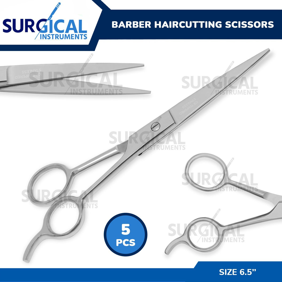 Hair Cutting Scissors 6.5 Inch Professional Barber Shears - ICE Tempered German Grade