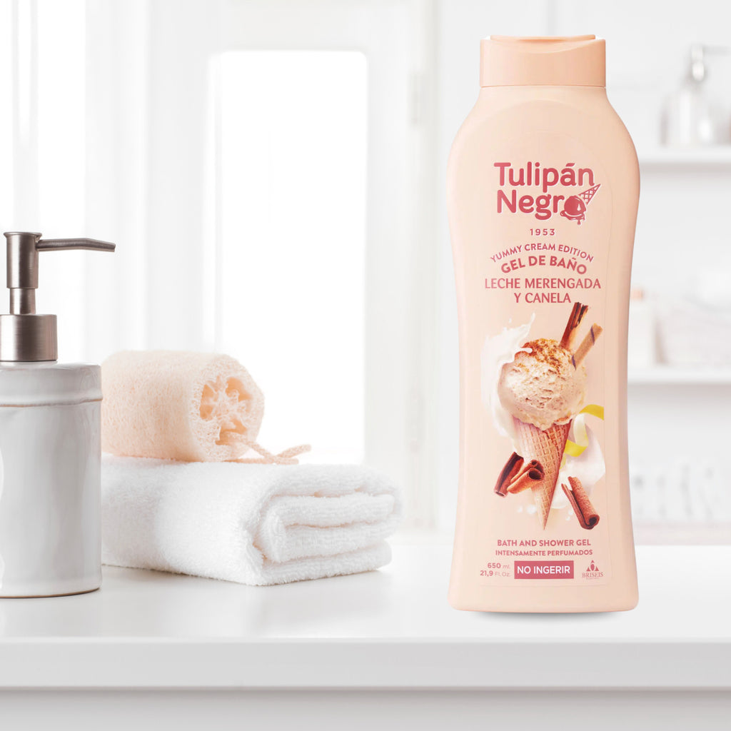 Milk & Cinnamon Shower Gel - Tulipan Negro Meringue 21.9 fl oz, Gentle Body Wash