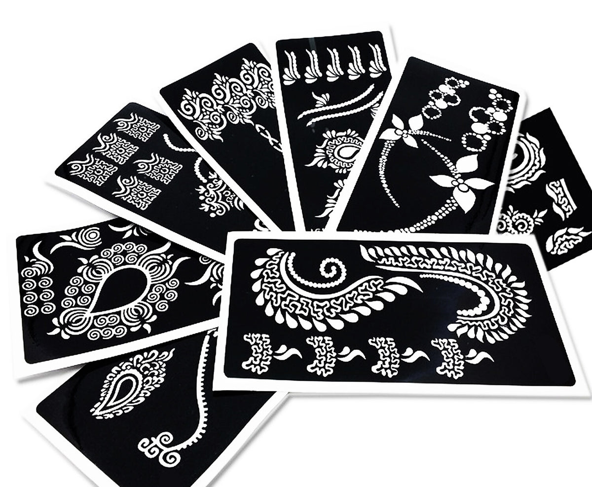 Henna Stencil Sheets for Eid Mehendi Raat & Weddings – 6 Pack Assorted Designs