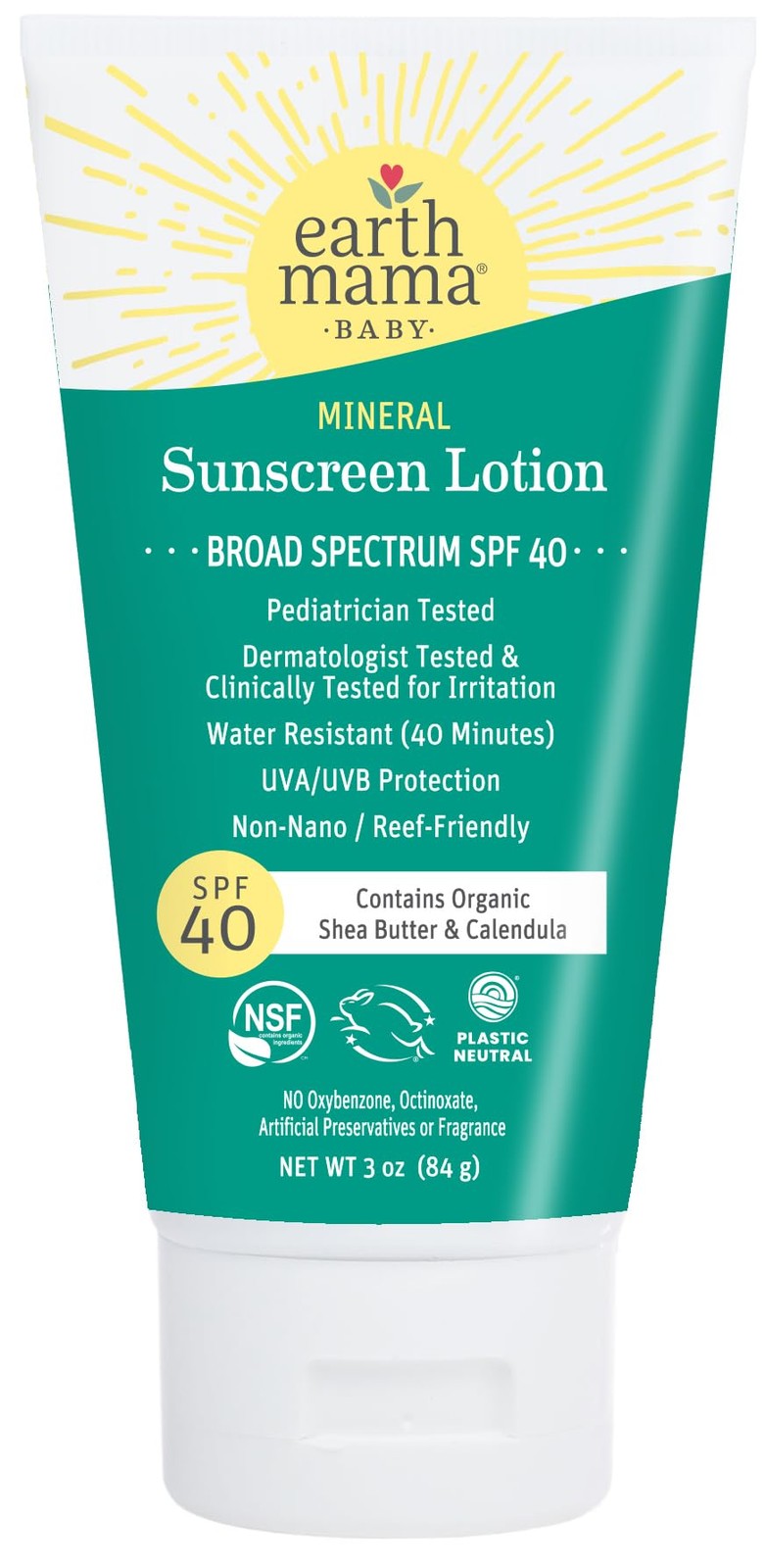 Mineral Sunscreen Lotion SPF 40 for Sensitive Skin - Baby & Family Safe, Water Resistant 3 oz
